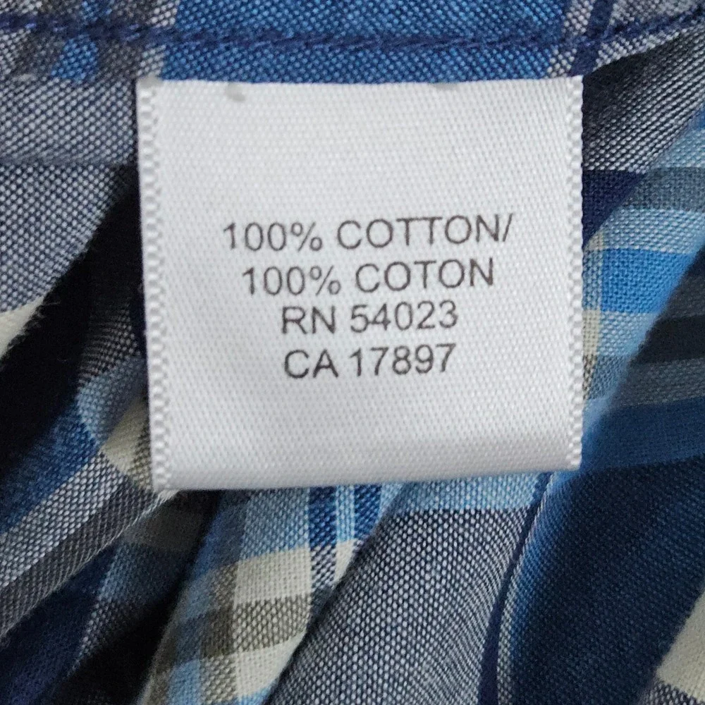 Banana Republic Mens Button Up Shirt Size L Blue Plaid Long Sleeve Cotton Casual